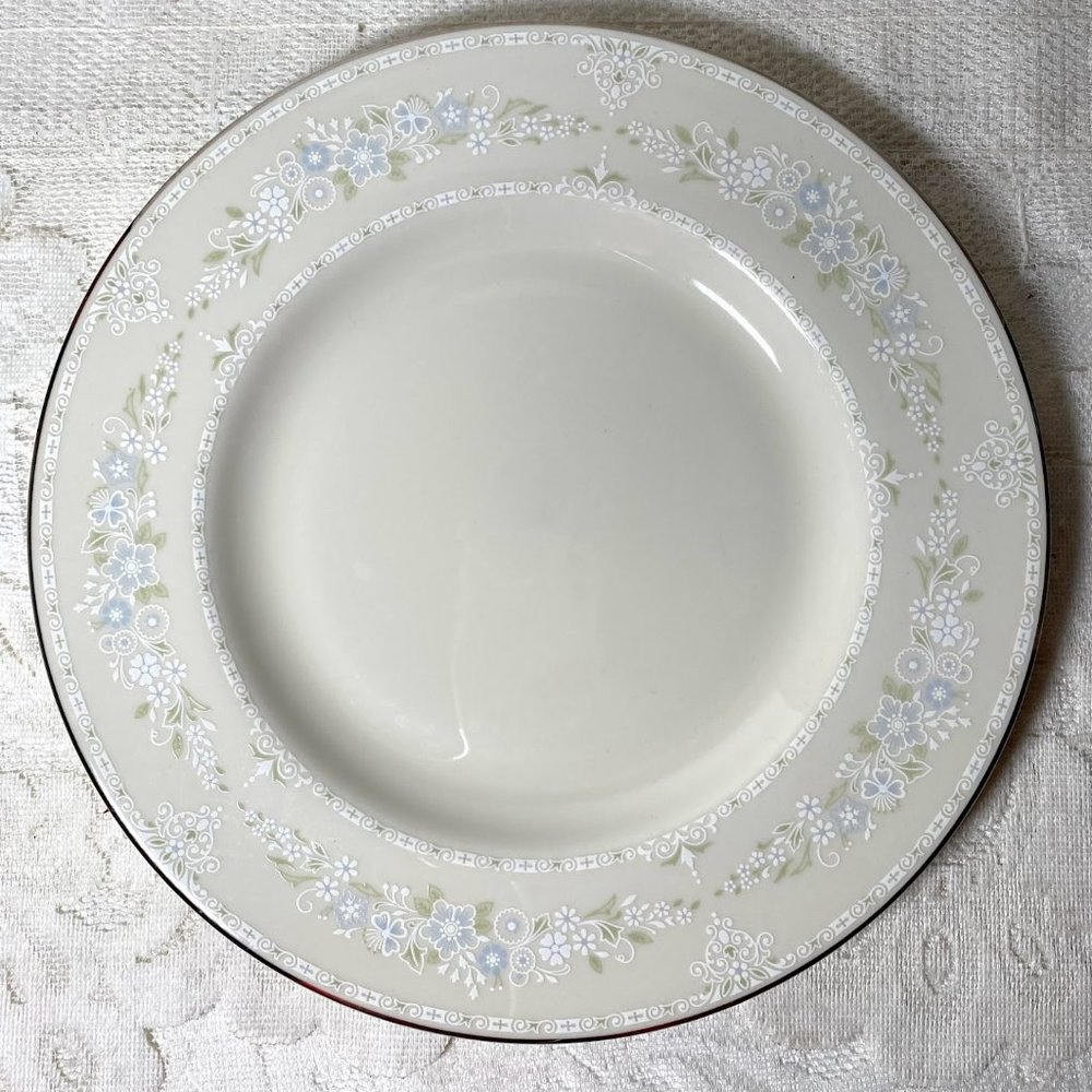 PICKARD China Serenity USA Salad Plate - Blue & White Flowers, Moss Green Leaves